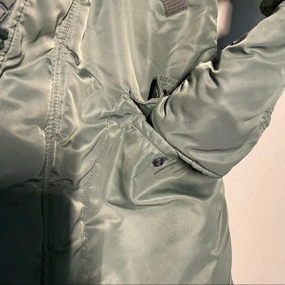 Alpha Industries Altitude Parka Hooded Jacket Coat Alaska Green Womens Size XS - Picture 8 of 12